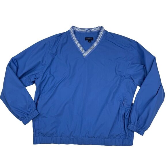 Lands' End Pullover Windbreaker Jacket Mens XL 46-48 Blue Zip Pocket Mesh Lined - Picture 1 of 8